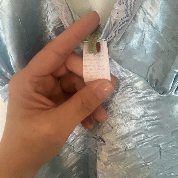 Julie's Closet Y2K Vintage Satin Baby Doll Blue Tie Back Small Made in USA - Picture 6 of 12